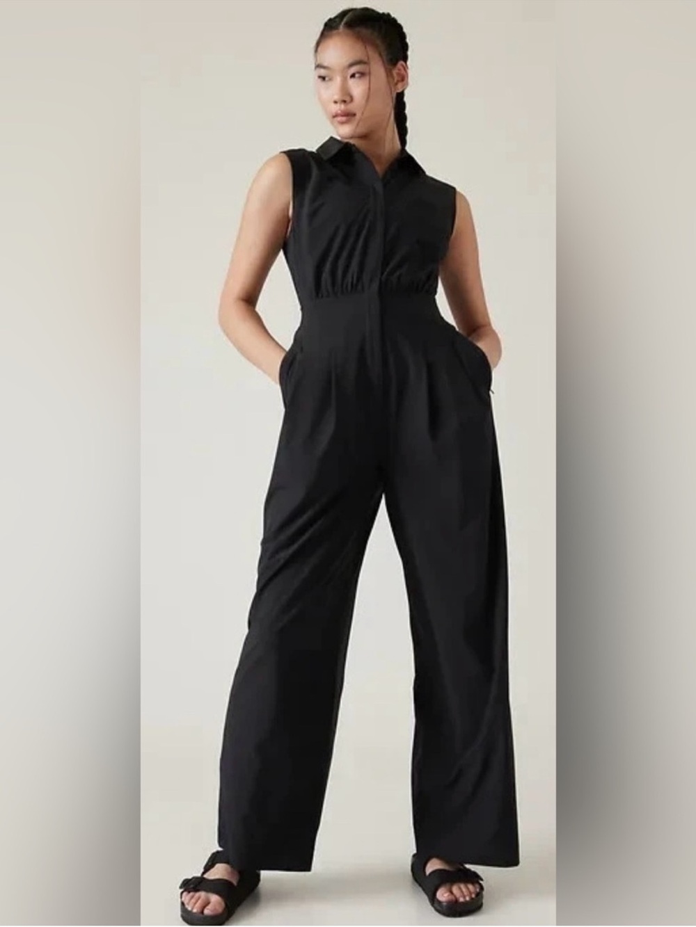 Athleta Brooklyn Heights Wide Leg Jumpsuit – Black – Size 12